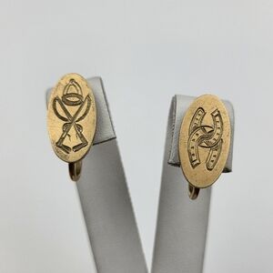 Antique Victorian/Edwardian 12k Gold Filled Equestrian Screwback Earrings